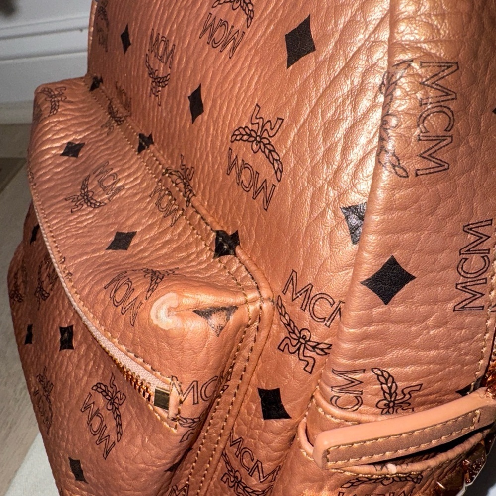 MCM Viestos Small Limited Edition Metallic Rose Studded Backpack $1080 - Picture 9 of 14